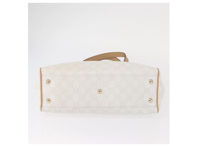 Gucci Borsa Tote GG Supreme in PVC Bianco e Oro 264221 Auth ka1250 D'oro - vista 9