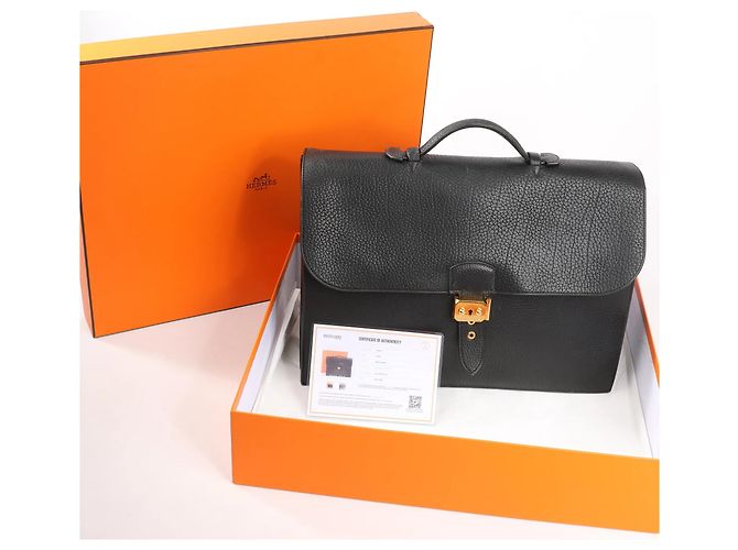 Sac à dépêches HERMÈS Sac à Depeche 38 Ardennes Leather Handbag in Black V:1992 - view 9