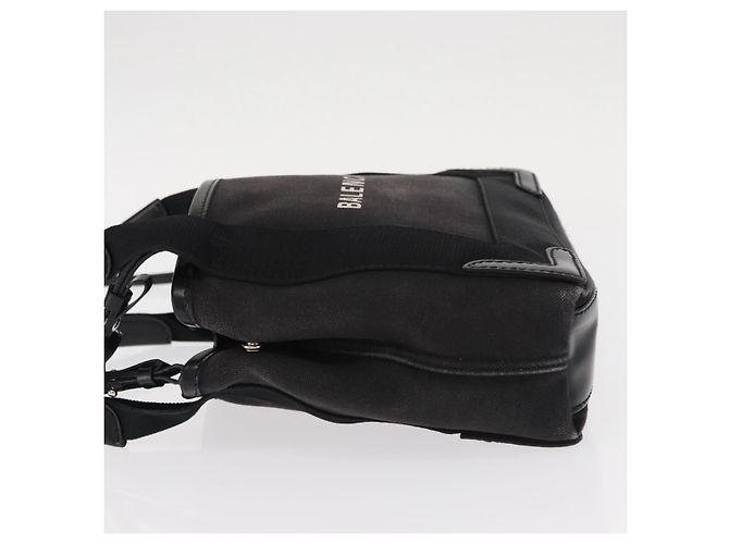 Balenciaga Cabas in tela blu navy con pelle piccolo Nero - vista 4