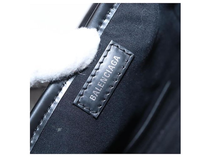Balenciaga Cabas in tela blu navy con pelle piccolo Nero - vista 6