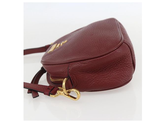 Borsa a tracolla a doppia tracolla Prada Vitello Daino Piccola Bordò - vista 3