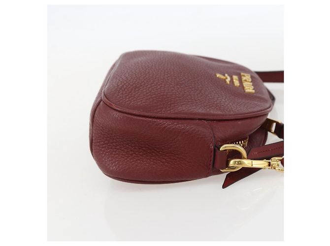 Borsa a tracolla a doppia tracolla Prada Vitello Daino Piccola Bordò - vista 4