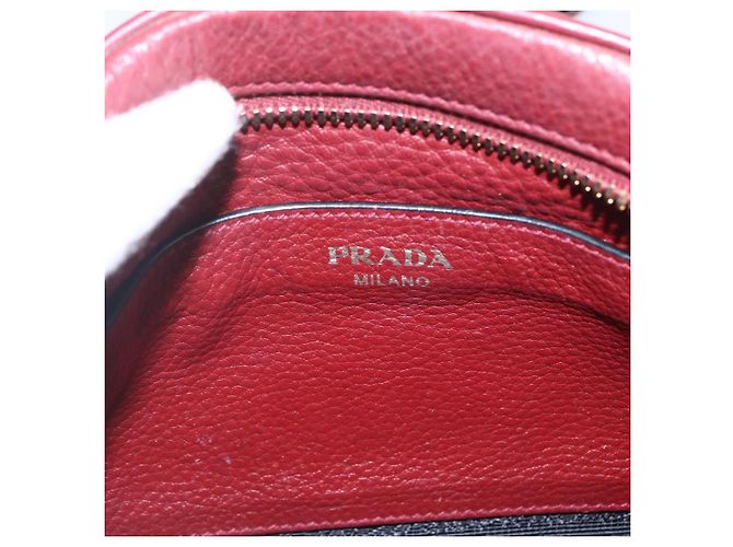 Borsa a tracolla a doppia tracolla Prada Vitello Daino Piccola Bordò - vista 7