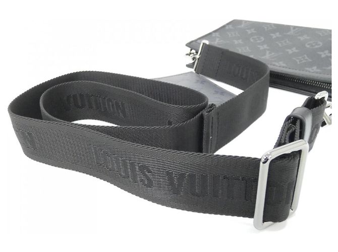Borsa a spalla portafoglio indossabile Louis Vuitton Monogram Eclipse Reverse Gaston Nero Grigio - vista 4