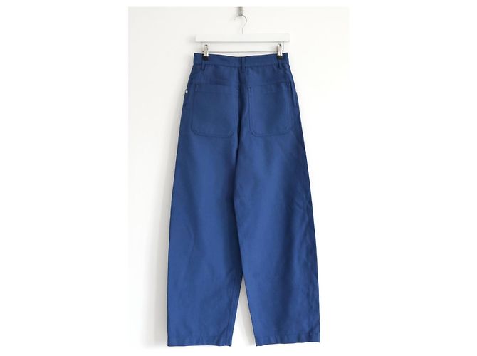 Jeans de algodón/seda de pierna de barril Chanel Resort 2012 Azul - vista 6
