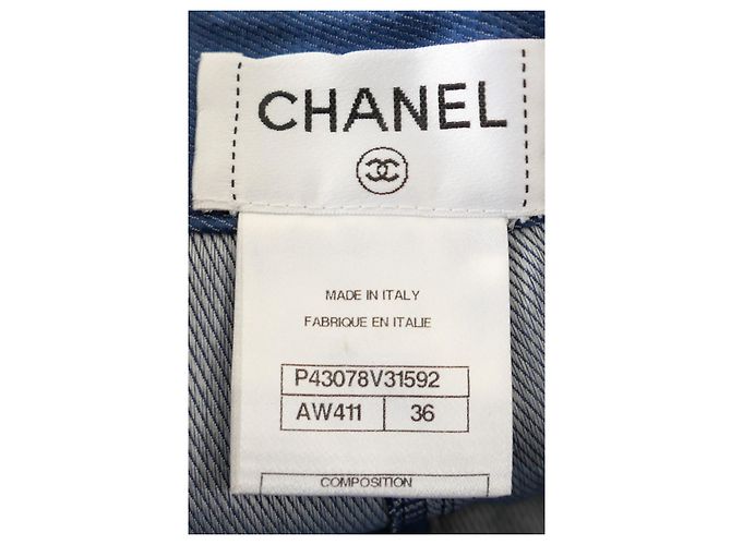 Jeans de algodón/seda de pierna de barril Chanel Resort 2012 Azul - vista 7
