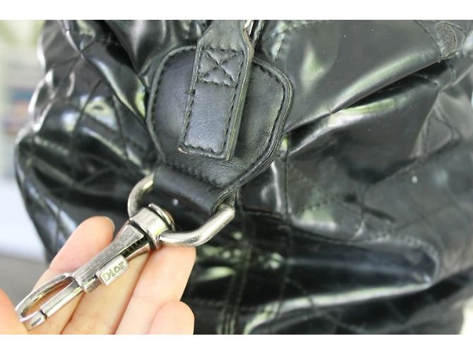 Borsa Dior in pelle nera e tela trapuntata Nero - vista 10