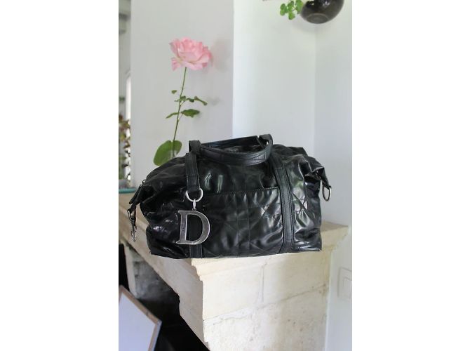 Borsa Dior in pelle nera e tela trapuntata Nero - vista 3