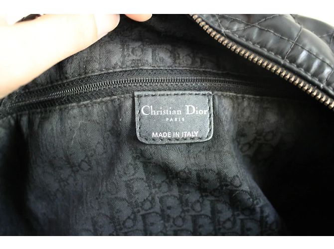 Borsa Dior in pelle nera e tela trapuntata Nero - vista 5