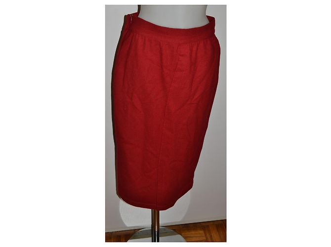 Falda midi de lana roja Gianni Versace - vista 2