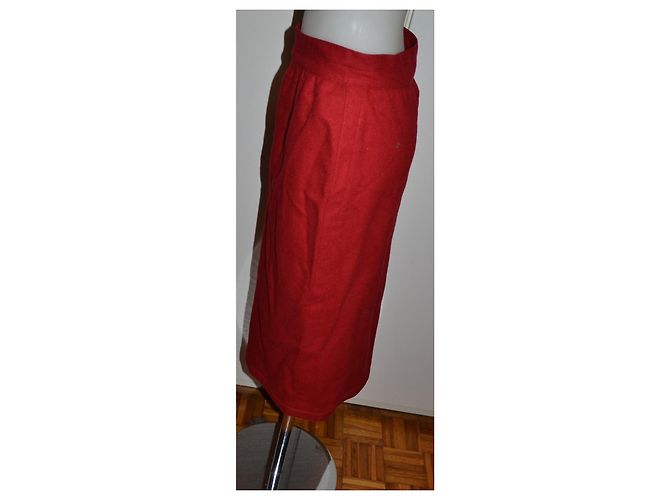 Falda midi de lana roja Gianni Versace - vista 3