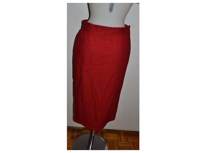 Falda midi de lana roja Gianni Versace - vista 4