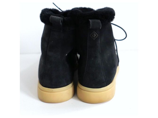 Stivaletti con lacci foderati in pelliccia Loro Piana Ylvi Walk Blu navy - vista 3