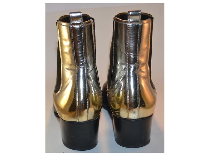 Stivaletti Balmain in pelle nero e argento Taglia 37 - vista 3