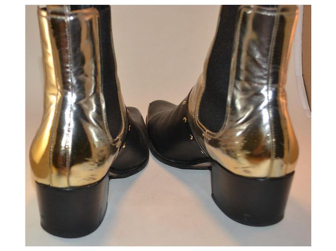 Stivaletti Balmain in pelle nero e argento Taglia 37 - vista 4