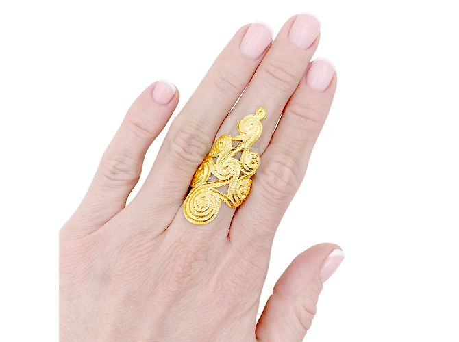 Autre Marque Anello 'volute' in oro giallo. - vista 7