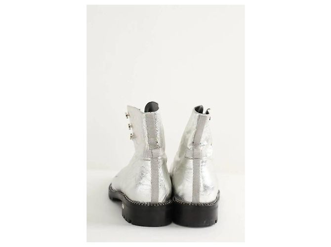Dior Silberne Leder Schnürstiefel - Ansicht 2