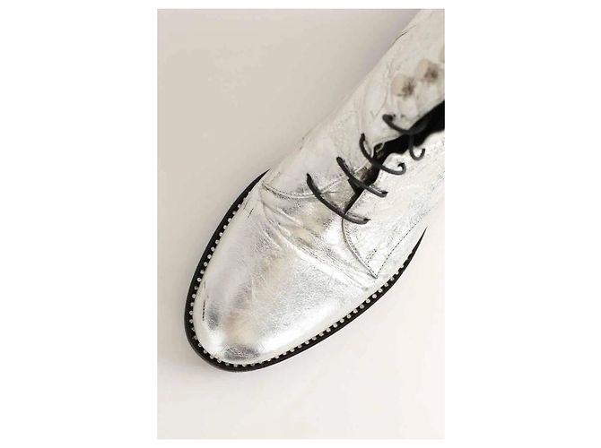 Dior Silberne Leder Schnürstiefel - Ansicht 4