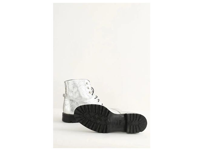 Dior Silberne Leder Schnürstiefel - Ansicht 6