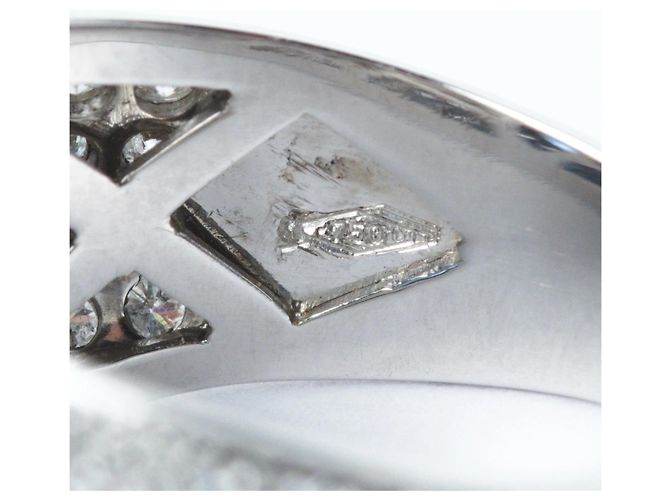 Autre Marque Anel de Safira e Diamantes Pavé Oval – Ouro Branco - vista 5
