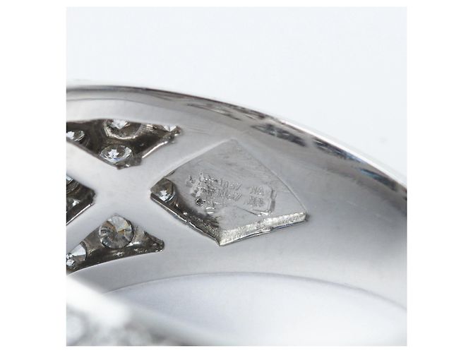 Autre Marque Anel de Safira e Diamantes Pavé Oval – Ouro Branco - vista 6
