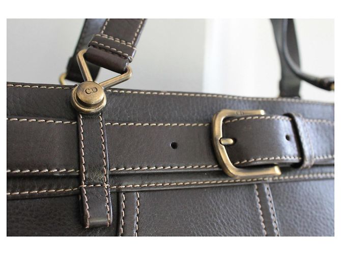 Borsa a Mano Jeans Pocket in Pelle Marrone di Dior - vista 3