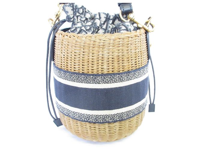 Borsa a Spalla in Vimini Oblique Christian Dior Blu navy - vista 2