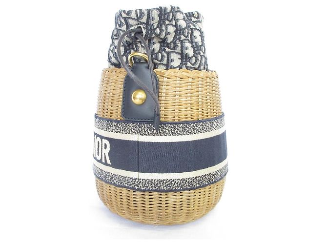 Borsa a Spalla in Vimini Oblique Christian Dior Blu navy - vista 5