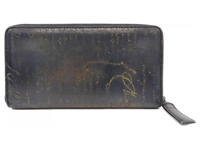 Cartera larga de cuero Berluti Itauba Neo Slit Azul Amarillo Azul marino - vista 2