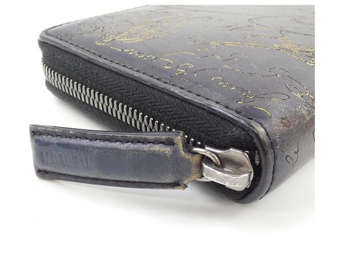 Cartera larga de cuero Berluti Itauba Neo Slit Azul Amarillo Azul marino - vista 3