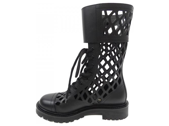 Botas Largas de Piel de Ternera Christian Dior Negro - vista 2