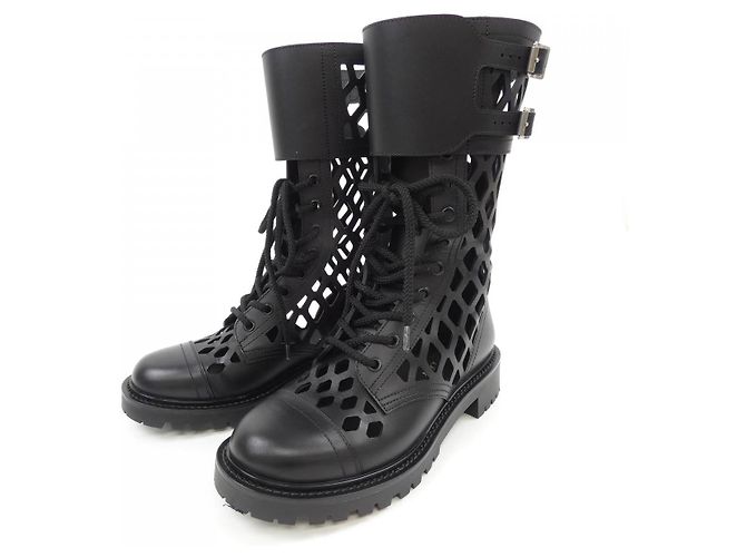 Botas Largas de Piel de Ternera Christian Dior Negro - vista 3
