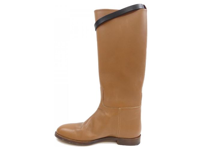 Botas largas de piel box calf Hermès Castaño - vista 2