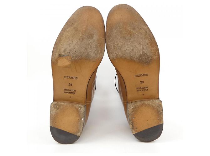 Botas largas de piel box calf Hermès Castaño - vista 4
