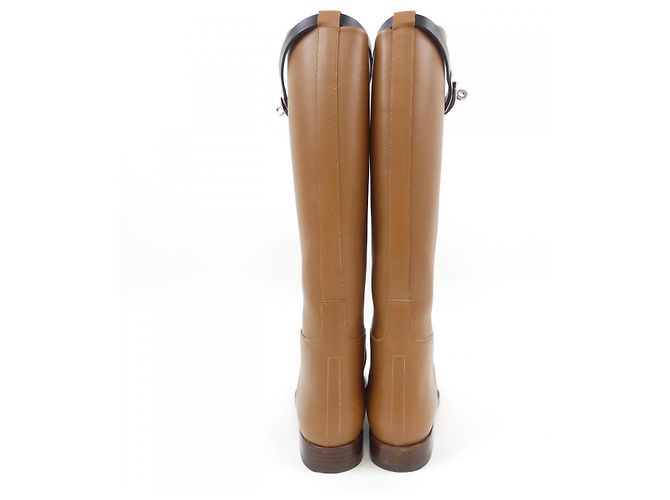 Botas largas de piel box calf Hermès Castaño - vista 5