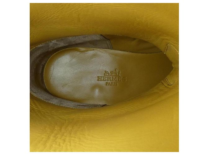 Botas largas de piel box calf Hermès Castaño - vista 6