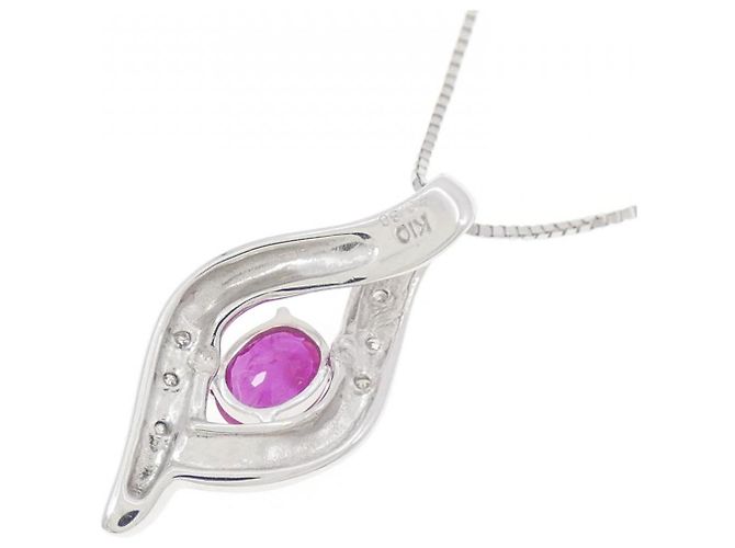 Autre Marque K10 Weißgold Rubin-Diamant-Halskette Rot - Ansicht 3