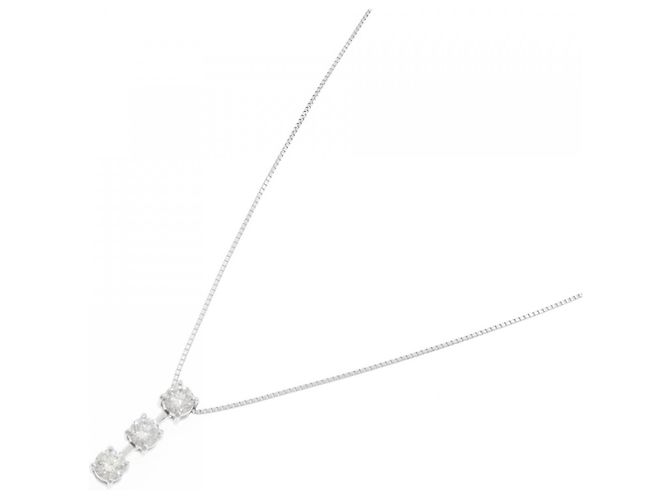 Autre Marque Collana con diamanti a tre pietre in oro bianco Au750 - vista 2