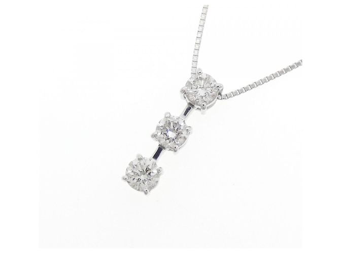Autre Marque Collana con diamanti a tre pietre in oro bianco Au750 - vista 3