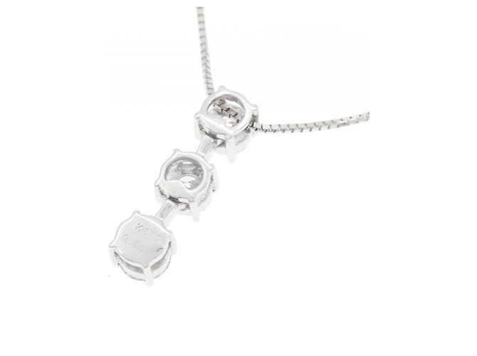 Autre Marque Collana con diamanti a tre pietre in oro bianco Au750 - vista 4
