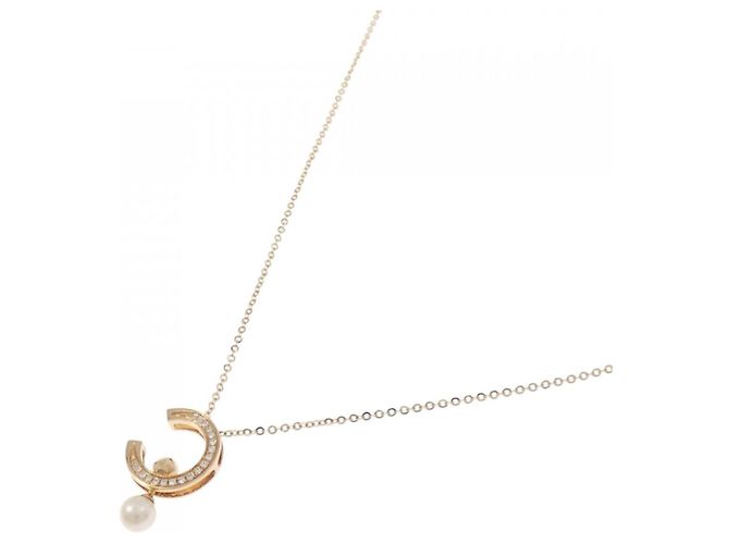 Autre Marque Collana in perle d'acqua dolce in oro rosa 750 con diamanti - vista 2