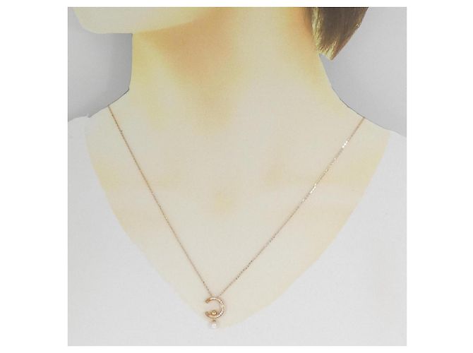 Autre Marque Collana in perle d'acqua dolce in oro rosa 750 con diamanti - vista 6