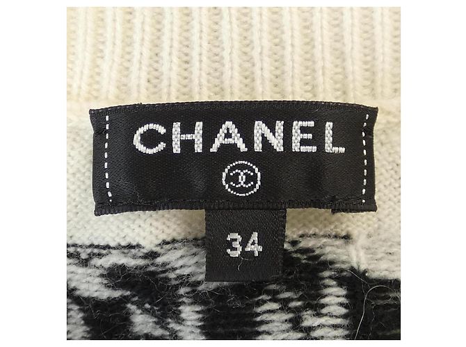 Timeless Cardigã de cashmere Chanel Preto Branco - vista 5
