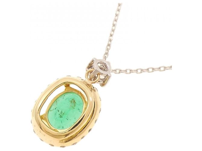 Autre Marque Collana in oro giallo e bianco 750 con smeraldi e diamanti D'oro - vista 4