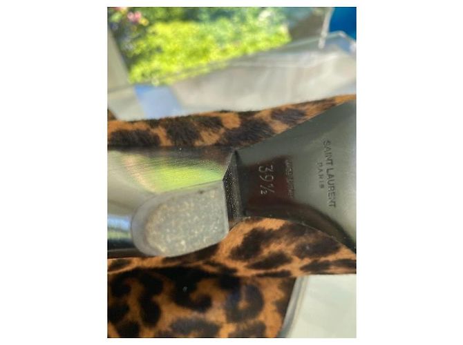 Botas Saint Laurent Niki de potro con estampado de leopardo Negro Beige Marrón oscuro - vista 10