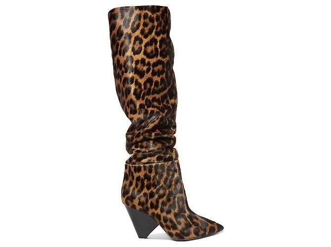 Botas Saint Laurent Niki de potro con estampado de leopardo Negro Beige Marrón oscuro - vista 2