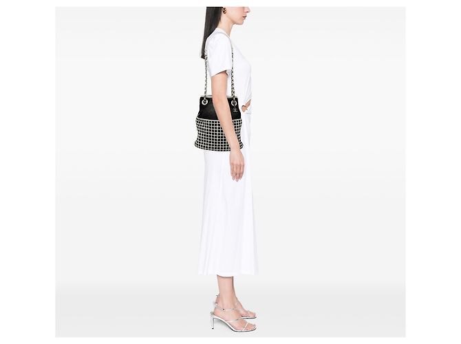Chanel Schwarze CC Netz- und Kalbsleder-Eimer Tasche Aus weiß - Ansicht 7