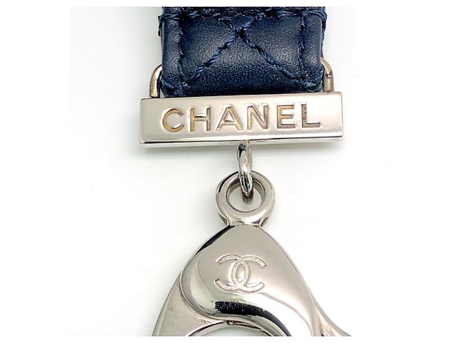 Portachiavi Chanel Matelassé Blu Navy - vista 4