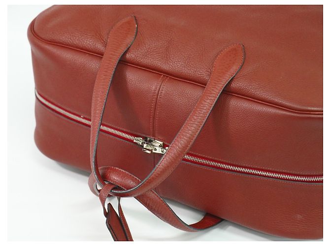 Borsa da Viaggio Victoria in Pelle Hermès Rosso - vista 7