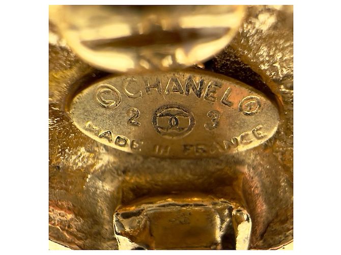Orecchini a clip con logo CC Chanel raro in strass dorati D'oro - vista 7